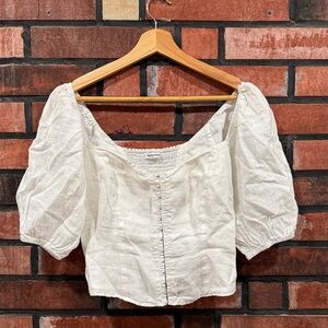 reformation White Puff Sleeve  Top